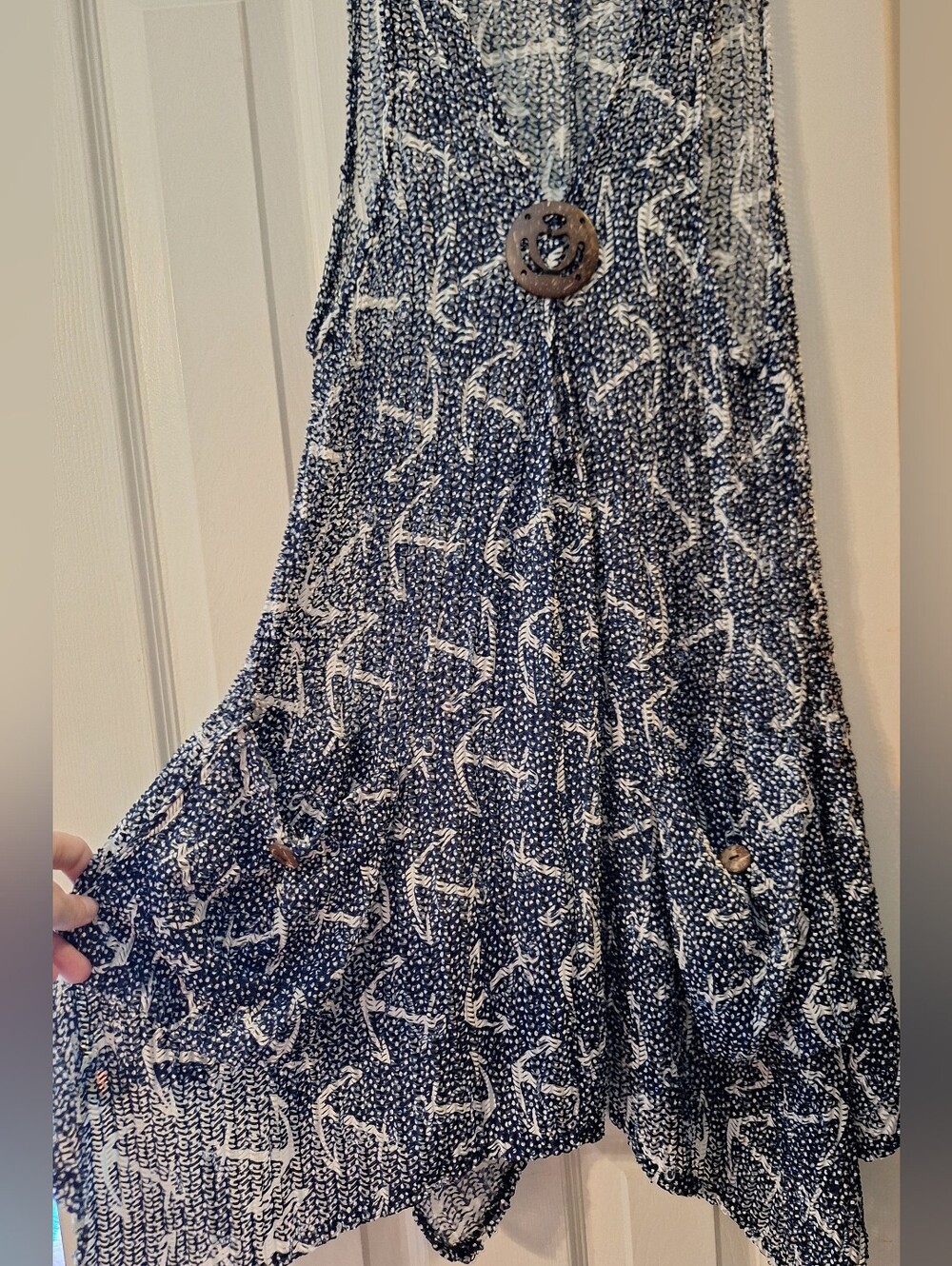 Paradise Navy Anchor Pattern Swim Cover Up Dress Size M/L - Picture 7 of 8